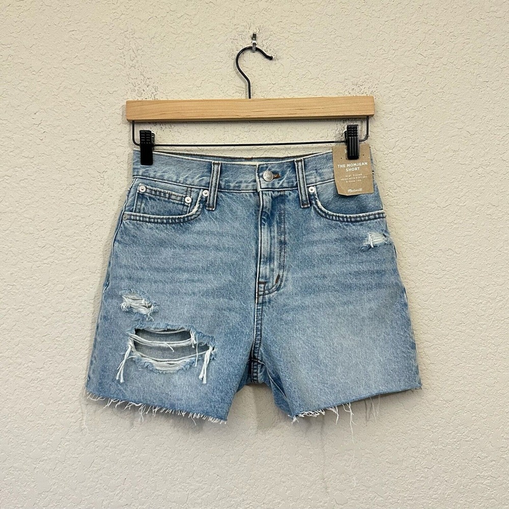 NWT MADEWELL Distressed The Mom Jean Short High-Waisted Cutoff